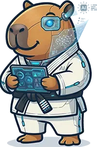 Gym Admin Capybara mascot with AI analytics